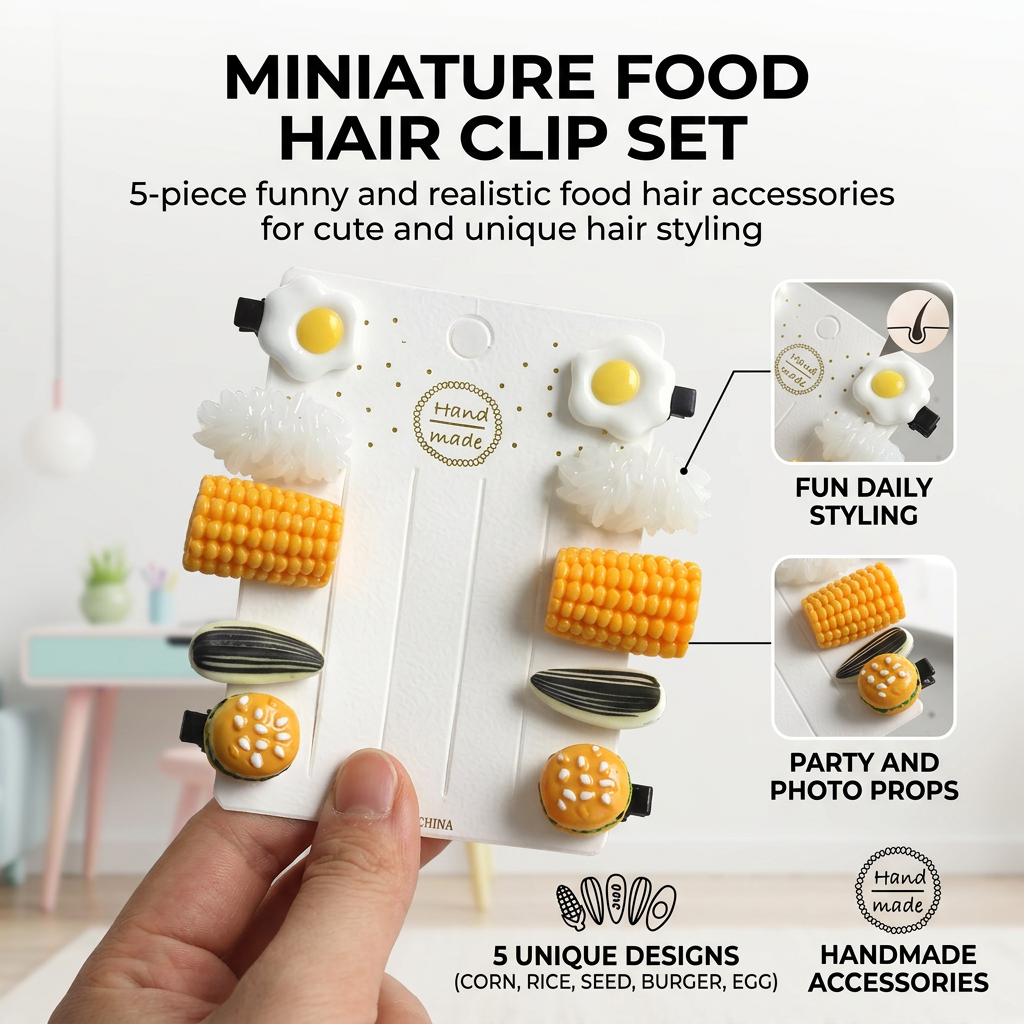 Mini Food Hair Clips Set Reali - مراجعة Food Snacks Party وسعره