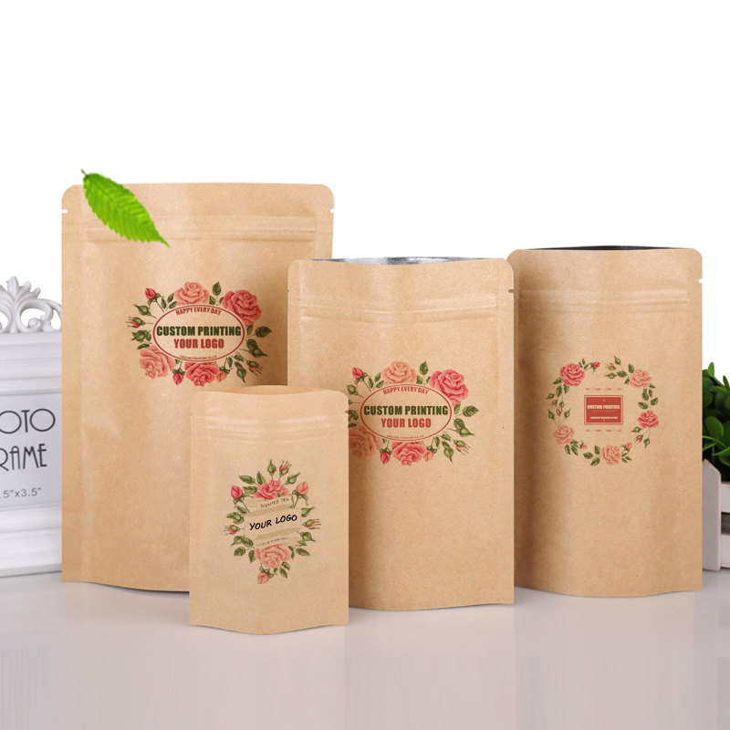 Custom LOGO Brown Kraft Paper  - مراجعة Food Snacks Logos وسعره