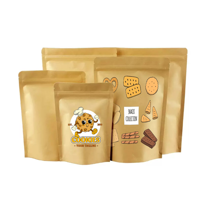 Custom LOGO Brown Kraft Paper  - مراجعة Food Snacks Logos وسعره