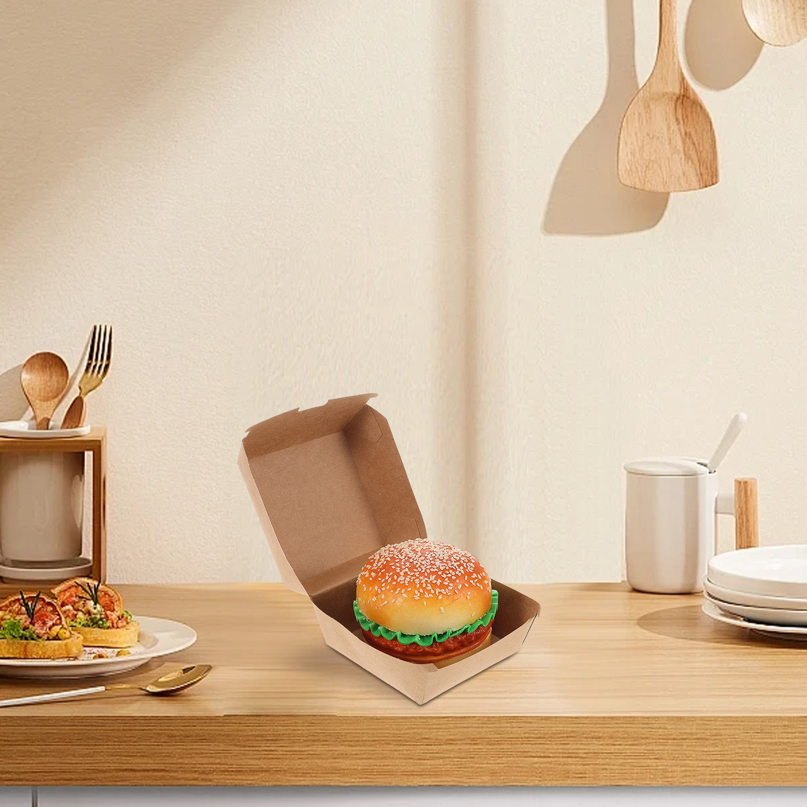 30Pcs Burger Boxes Kraft Paper - مراجعة Food Snacks Party وسعره