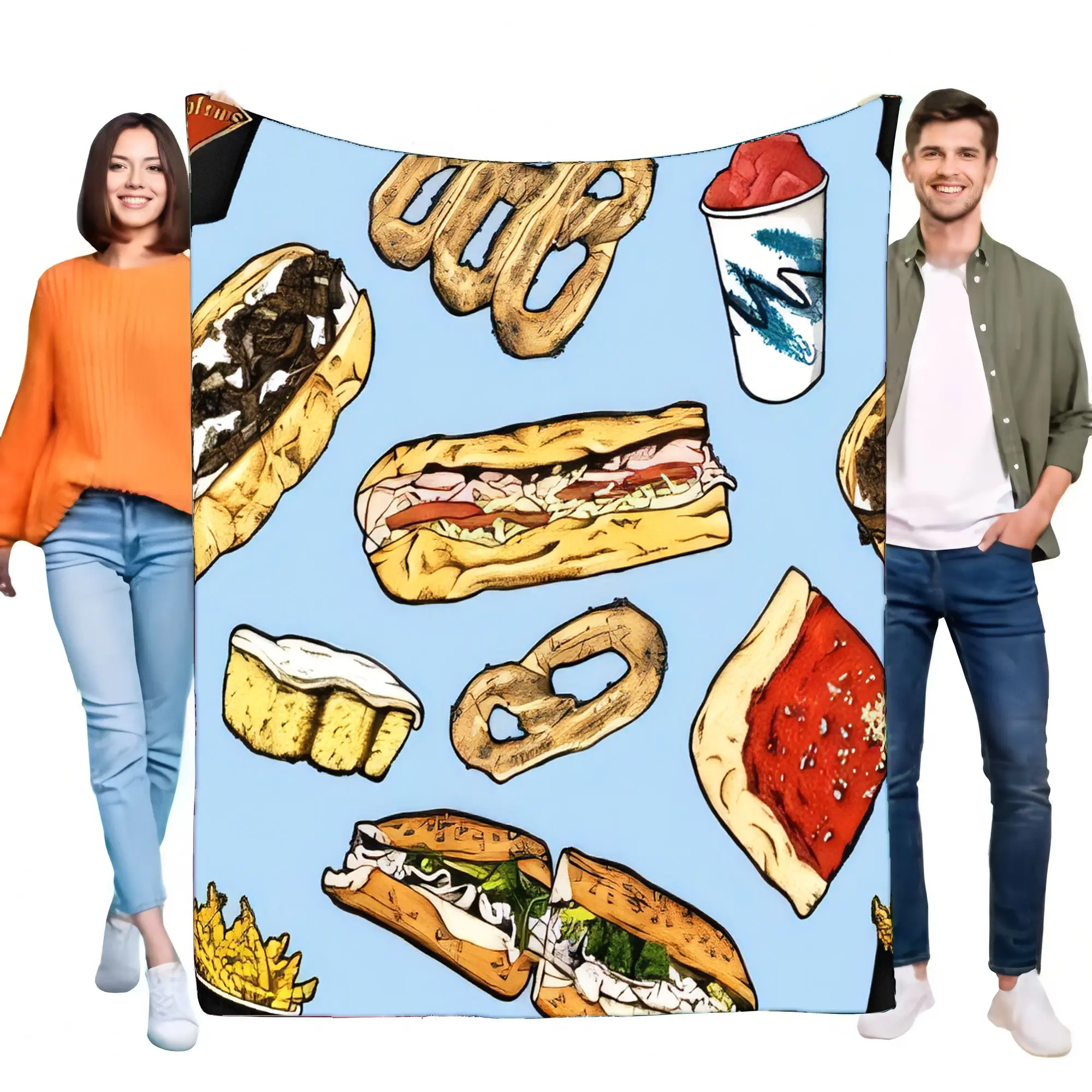 Snack Food Pattern Flannel Fle - مراجعة Soft Food Snacks Kids وسعره