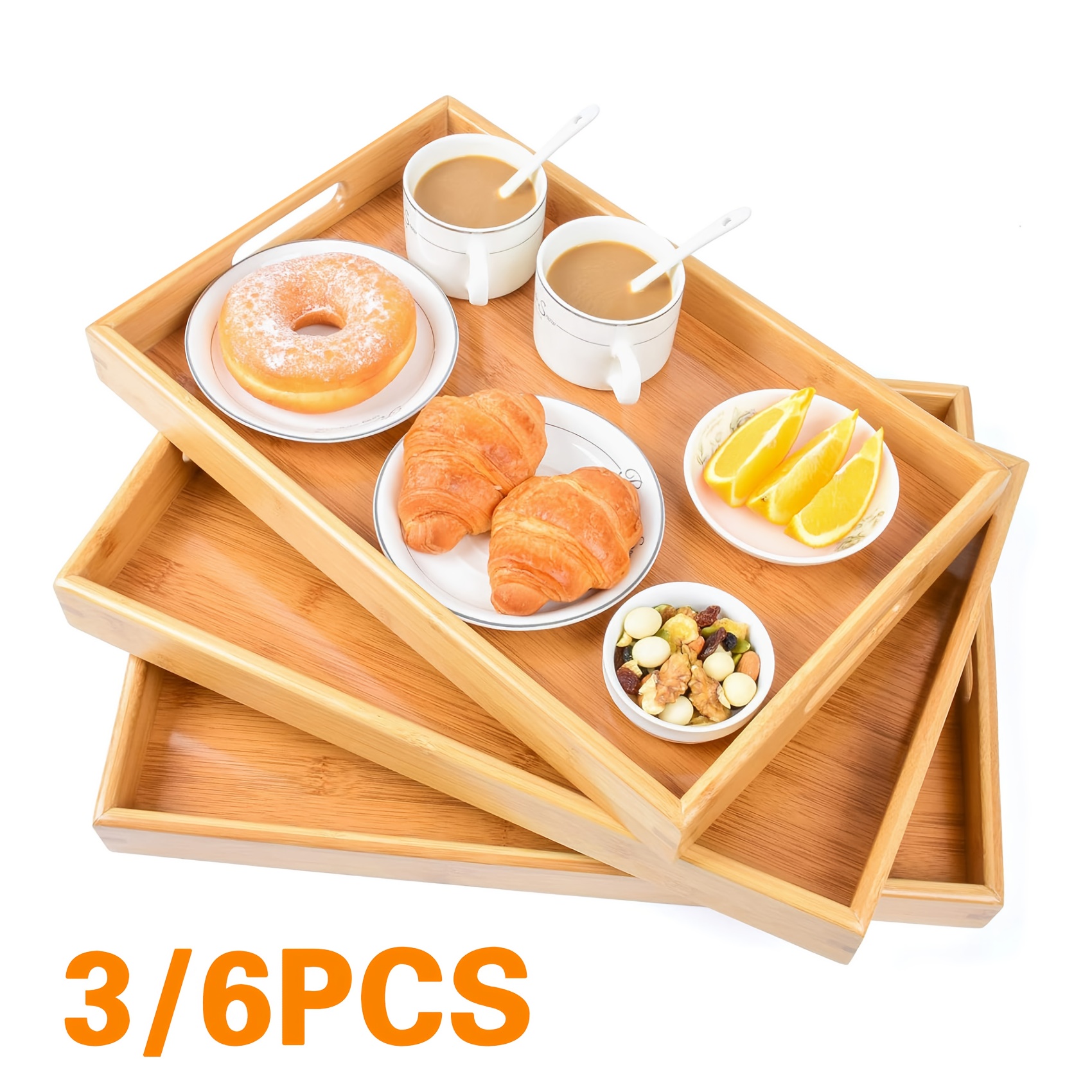 Bamboo Serving Tray Kitchen Fo - مراجعة Food Snacks Party وسعره
