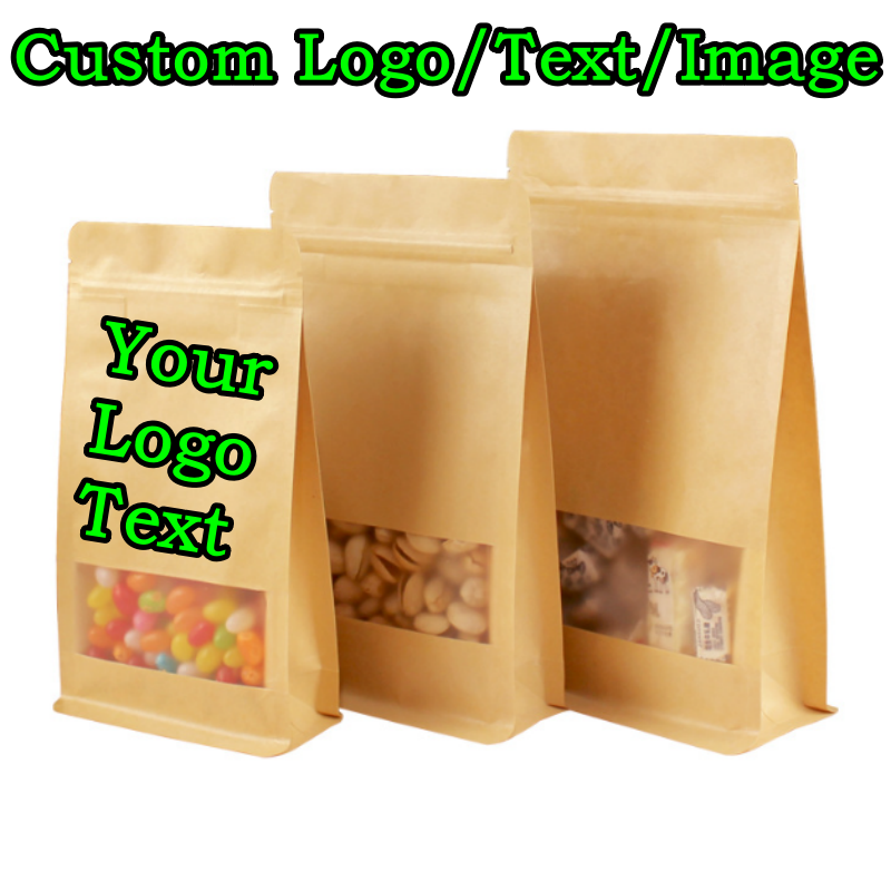 50PCS 3D Stand-up Kraft Paper  - مراجعة Food Snacks Logos وسعره