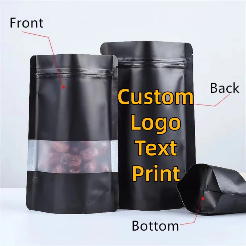100PCS Stand-up Matte Black Al - مراجعة Food Snacks Party وسعره