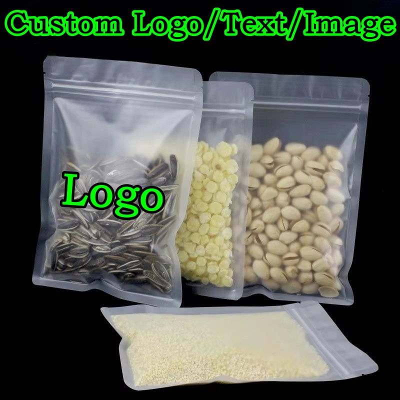 100PCS Frosted Plastic Ziplock - مراجعة Food Snacks Logos وسعره