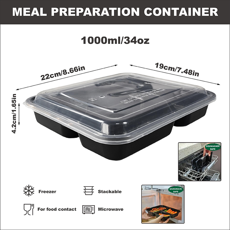3-Compartment 34 Oz/1000 Ml, 1 - مراجعة Food Snacks For School وسعره